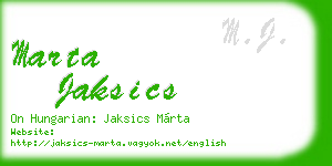 marta jaksics business card
