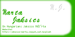 marta jaksics business card